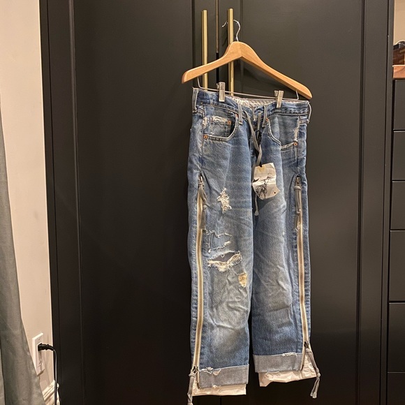 GREG LAUREN DENIM ZIP LOW SLUNG JEANS - Picture 5 of 6